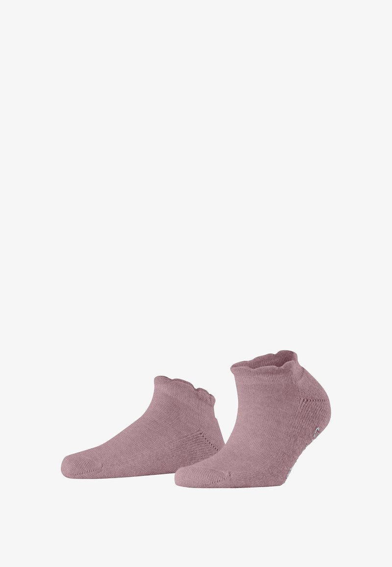 Chaussettes mi-mollet d'une douce couleur mauve, avec un bord supérieur festonné, fabriquées en un mélange de coton extensible avec un renforcement à la pointe et au talon.