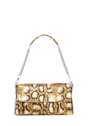 Borsa a tracolla con stampa leopardata realizzata in materiale sintetico testurizzato. Caratterizzata da un flap pieghevole, una tracolla a catena e dettagli in colori contrastanti.
