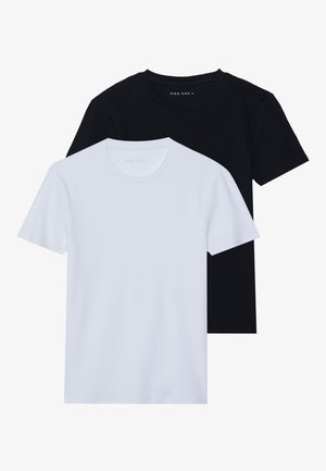 Pier One by Zalando 2 PACK BASIC RIB MUSCLE FIT T SHIRT - Basic T-shirt - white/black