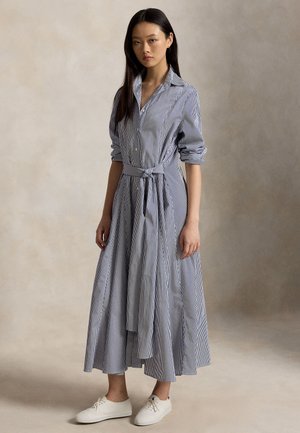 Polo Ralph Lauren, STRIPED COTTON TIE-WAIST SHIRTDRESS - Blusenkleid - white/ fall royal