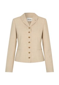 Beige blazer med skräddarsydd passform, med slagkrage, sex knappar i guldton och två sidfickor. Texturerat tyg.