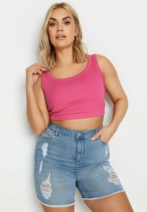 Yours Clothing RIPPED - Shorts vaqueros - baby blue