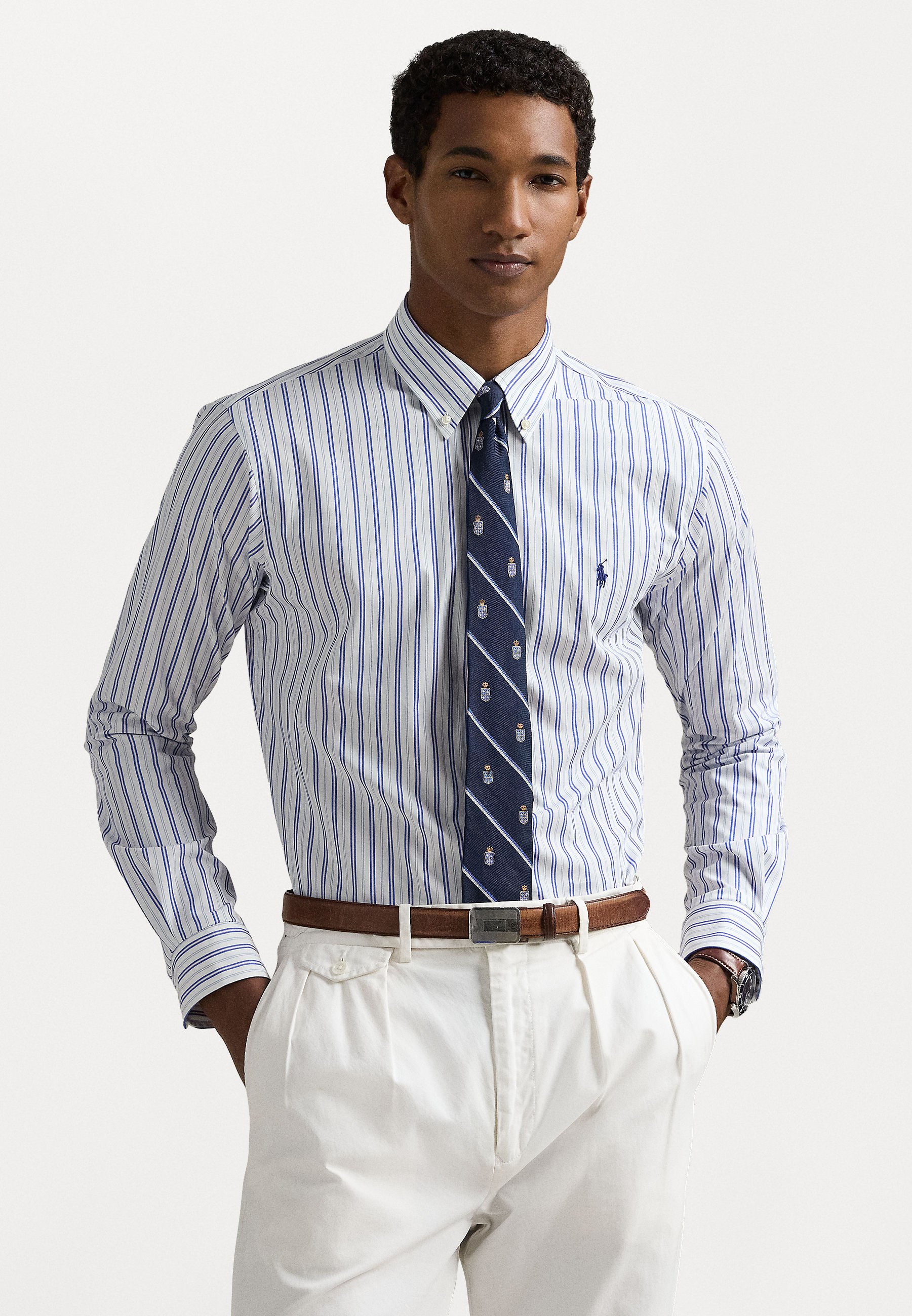 ralph lauren custom fit dress shirt Custom Fit Striped White Striped Dress Shirt Polo Ralph Lauren CUSTOM FIT  STRIPED STRETCH POPLIN SHIRT Shirt
