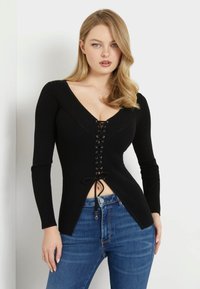 Guess SCHNÜRUNG - Cardigan - schwarz