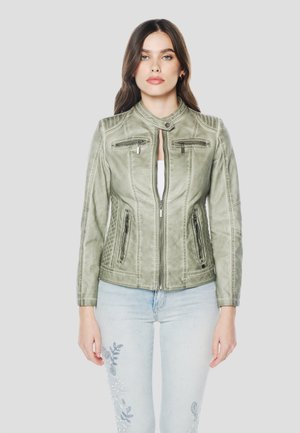 KOROSHI WOMEN FAUX LEATHER BIKER JACKET WOMEN FAUX LEATHER BIKER JACKET - Kunstlederjacke - kaki   khaki