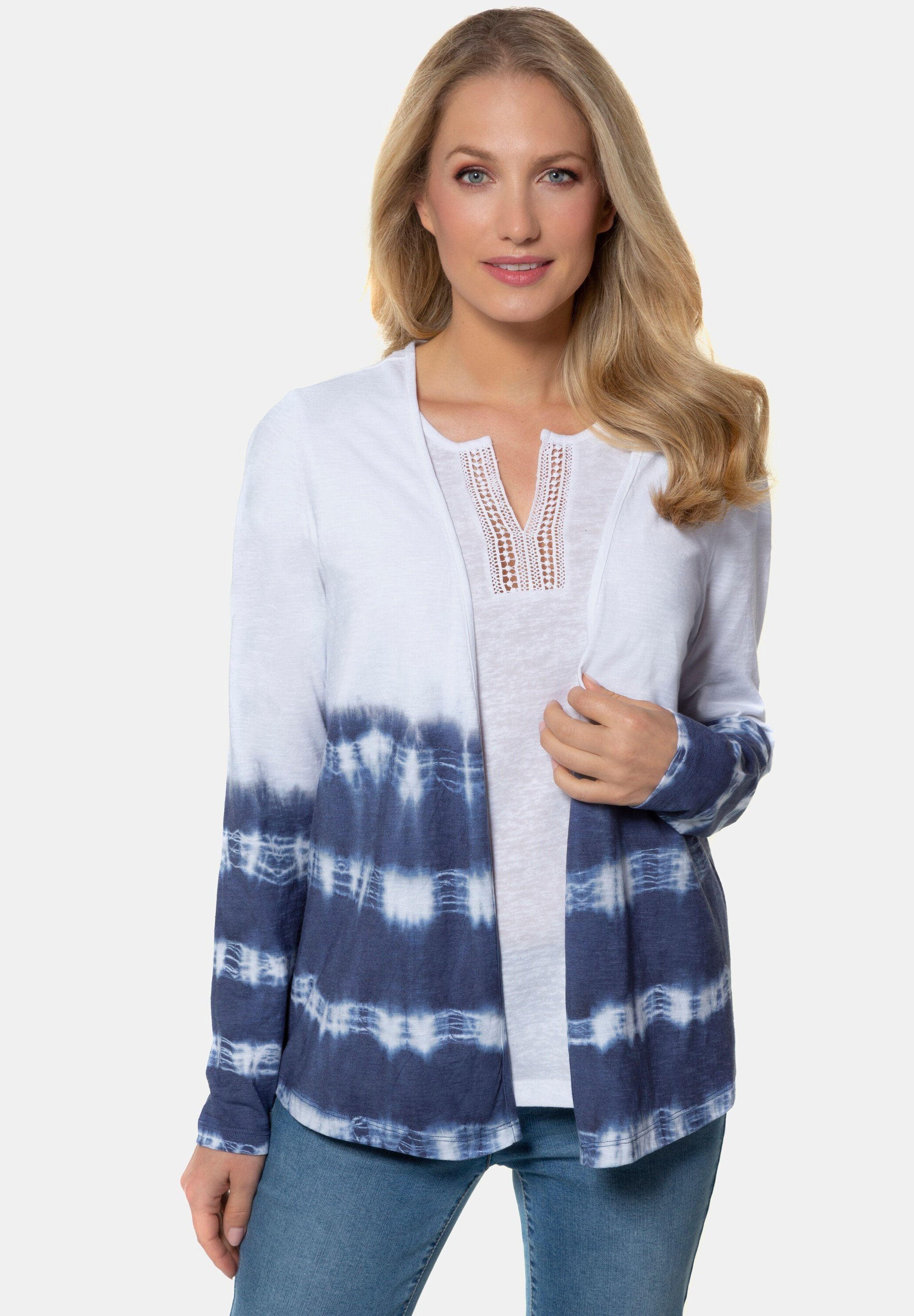 Damen BATIKSTREIFEN, OFFENE FORM, FLAMMG - Leichte Jacke Damen BATIKSTREIFEN, OFFENE FORM, FLAMMG - Leichte Jacke