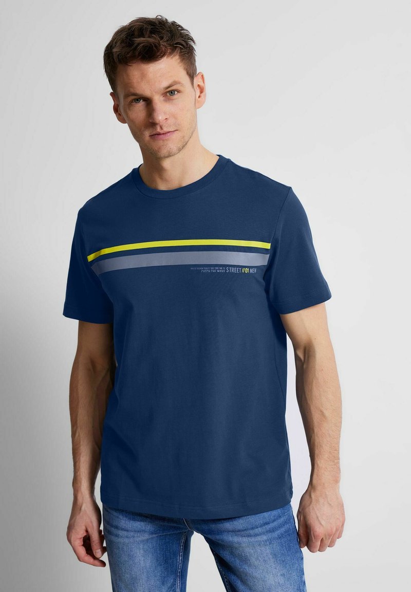 Street One MEN MIT STREIFENPRINT - T-Shirt print - blau