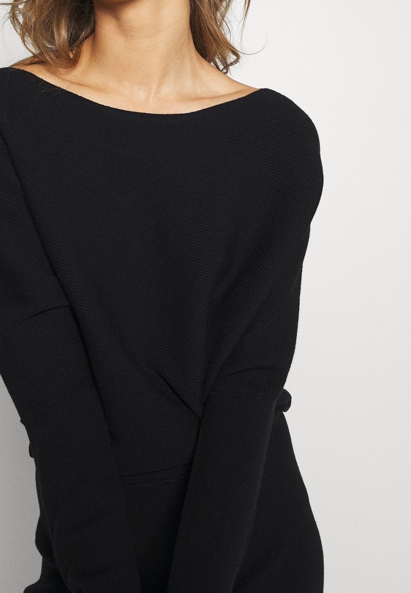 banana republic black sweater dress Black Long Sleeve Asymmetrical Dress - Hourglass