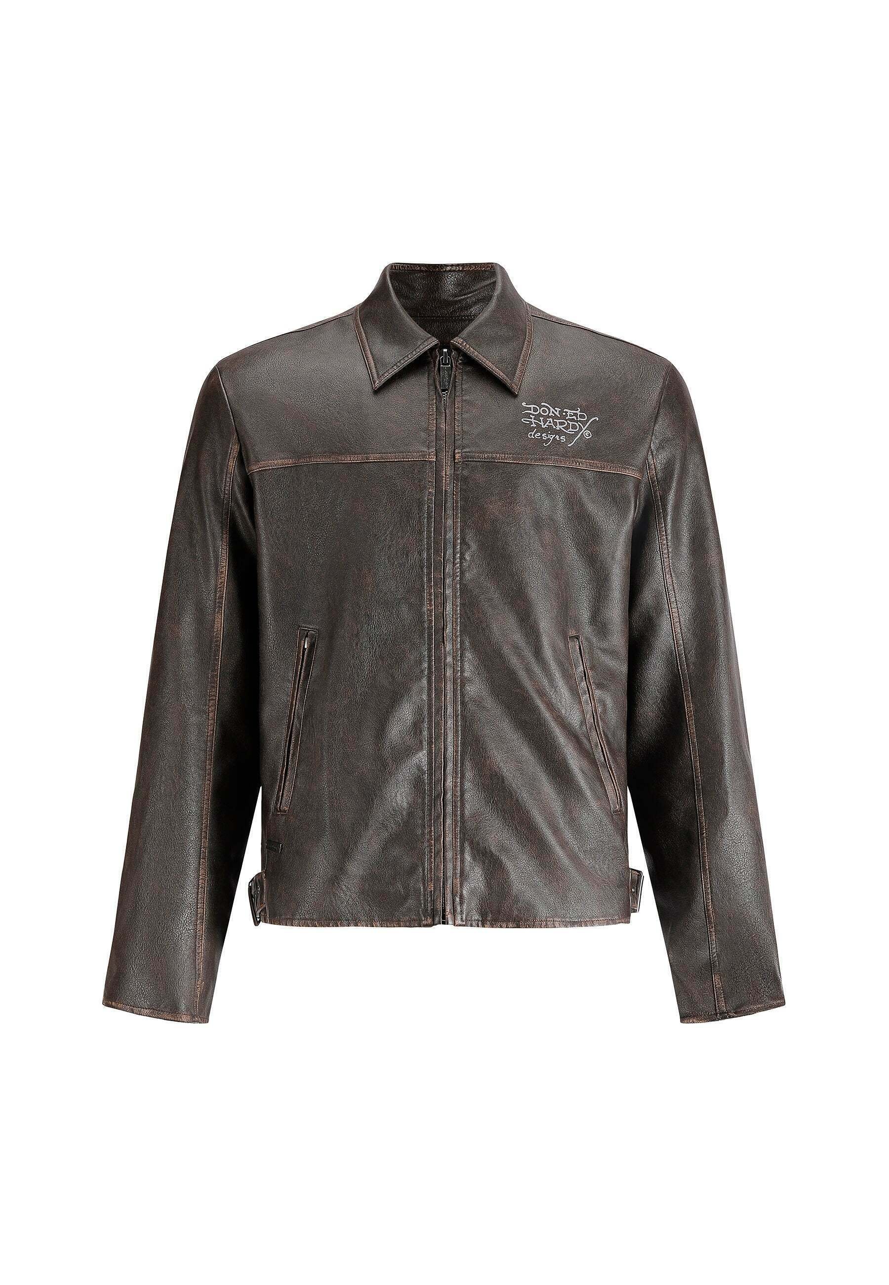Ed Hardy Faux leather jacket - brown - Zalando
