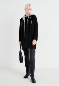ONLY ONLJUDITH MIX COAT - Klasični plašč - black/medium grey