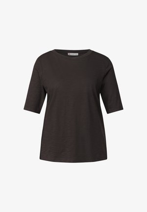 Street One, BASIC T-SHIRT MIT RUNDHALS IN UNIFARBE - Basic T-shirt - black coffee