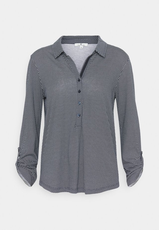 PRINTED WITH COLLAR - Langarmshirt - navy