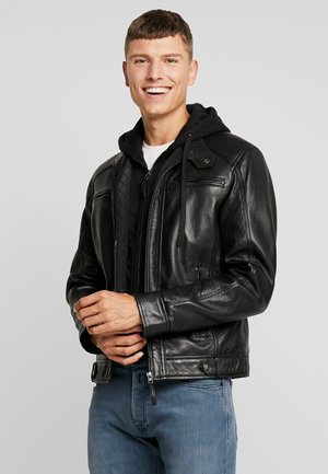 NILS - Veste en cuir - black