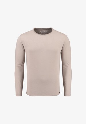 Lange mouwen shirt in licht beige, gemaakt van zachte stof. Heeft een ronde halslijn en een gladde textuur, met minimale stikdetail.