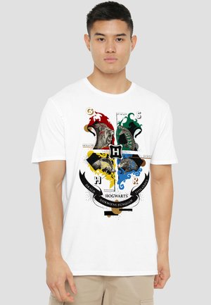 Cotton Soul, HARRY POTTER HOGWARTS SHIELD WREALISTIC MASCOTS - Print T-shirt - white