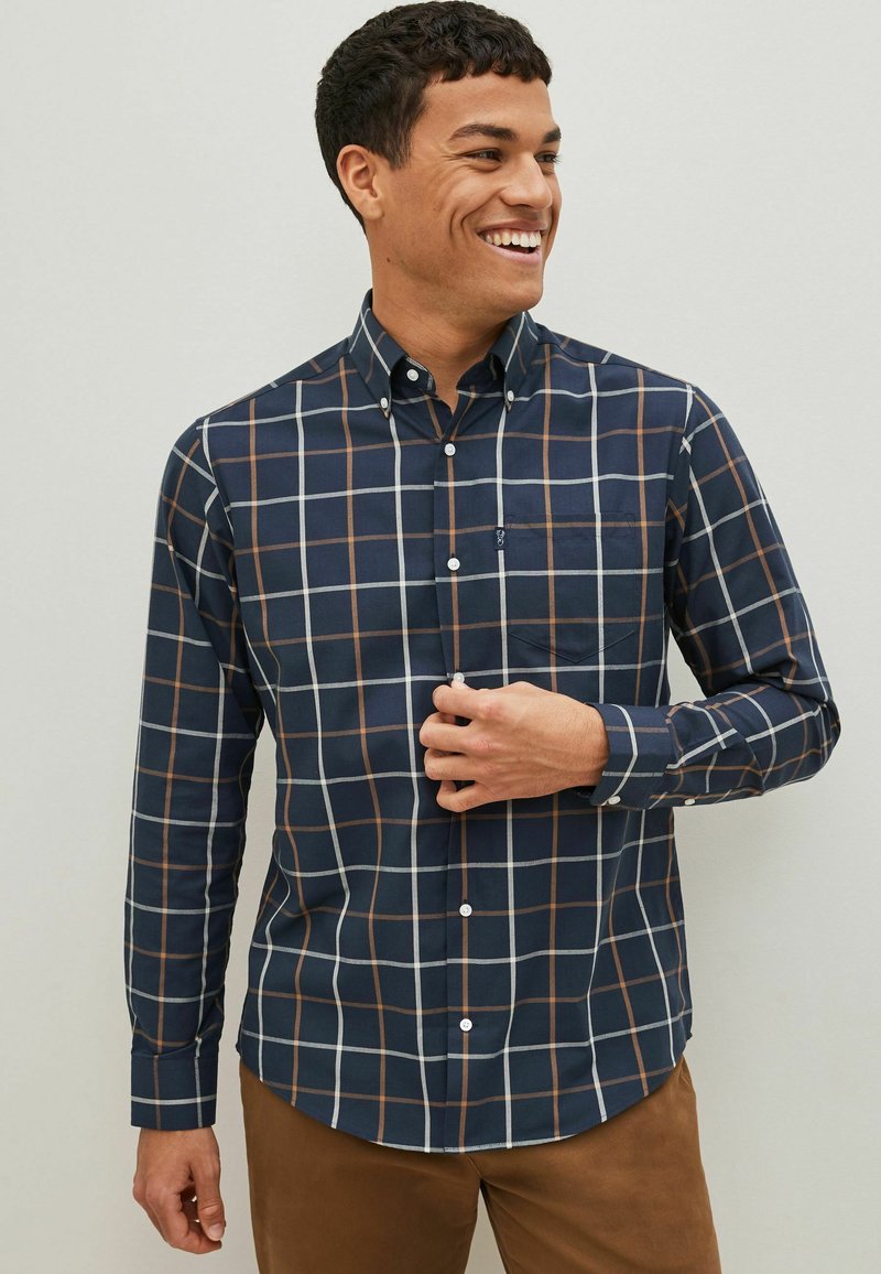 Next EASY OXFORD - Vapaa-ajan kauluspaita - navy blue tattersall check