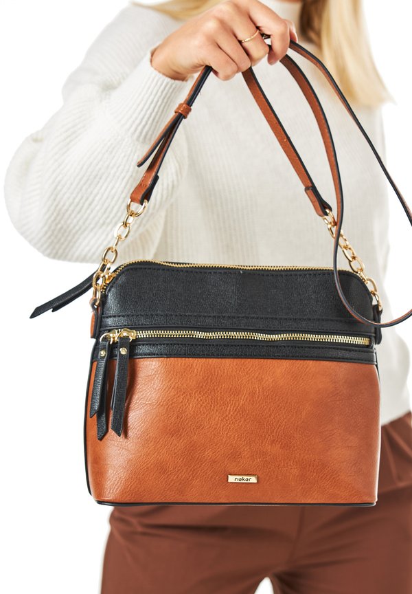 Umhängetasche - nougatbraun schwarz