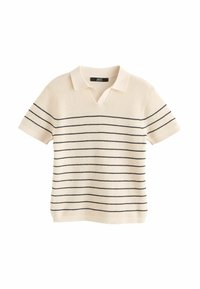 Next - SHORT SLEEVE TROPHY NECK - REGULAR FIT - Polo marškinėliai - ecru stripe Miniatiūros vaizdas 1