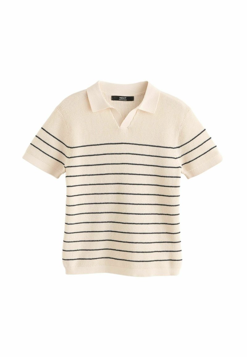 Next - SHORT SLEEVE TROPHY NECK - REGULAR FIT - Polo marškinėliai - ecru stripe, Padidinti
