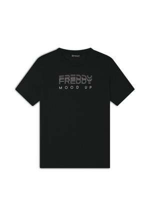 GIROCOLLO CON GRAFICA E PERLINE - Camiseta estampada - nero