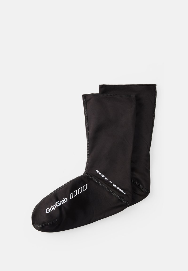 Sobres de ciclismo negros, a prueba de viento y transpirables, con una textura suave. Presentan el logotipo de GripGrab en blanco a lo largo del lateral.
