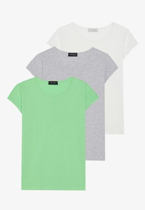 3 PACK - Pamata T-krekls - blanc de blanc/summer green/light grey