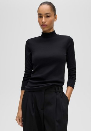 OPUS, SLIM FIT RIBBED TEXTURE - Longsleeve - black