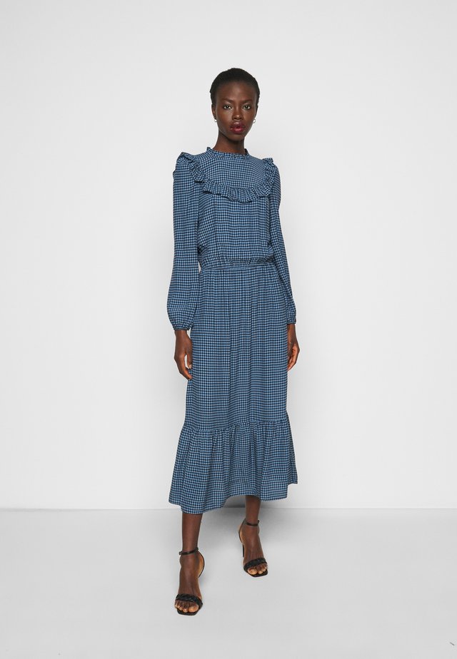 CHECK GINGHAM FRILL DRESS - Day dress - blue