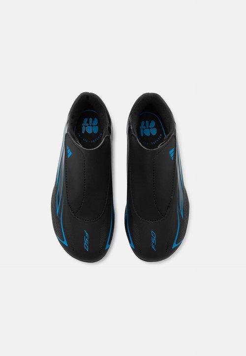 adidas F50 HYPERFAST CLUB VELCRO FIRM GROUND MULTI GROUND CHILDREN UNISEX - Football boots artificial grass - core black/lucid ray blue — foto 4
