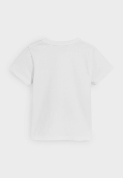 Hvid bomulds t-shirt, korte ærmer, rund hals, ensfarvet, glat tekstur, enkelt design, ingen grafik eller mønstre. Bagerste visning vist.