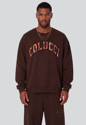 Colucci, LOGO CREWNECK COLLEGE - Felpa - dark brown aop brown