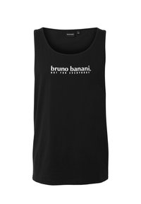 Débardeur noir sans manches avec le texte blanc « bruno banani NOT FOR EVERYBODY » centré sur la poitrine.