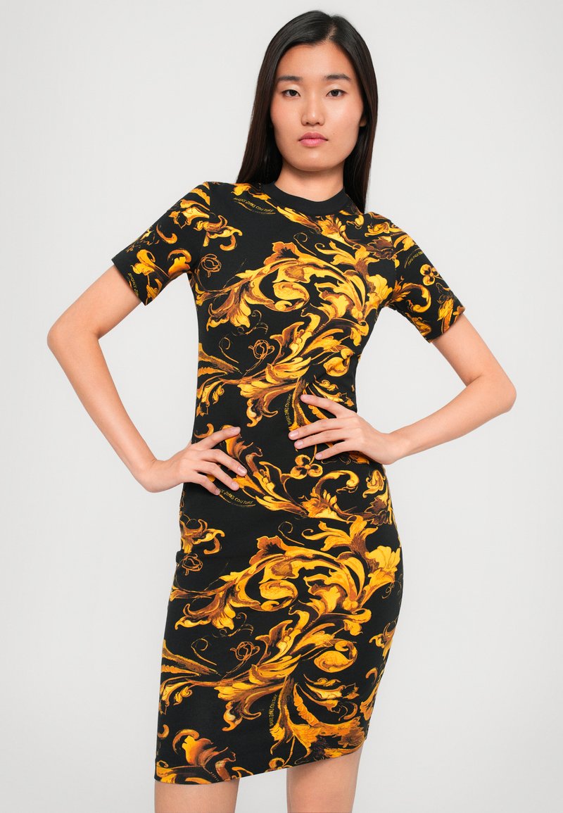Versace Jeans Couture BAROCCO PORCELAIN - Jersey dress -  black/gold-coloured/black