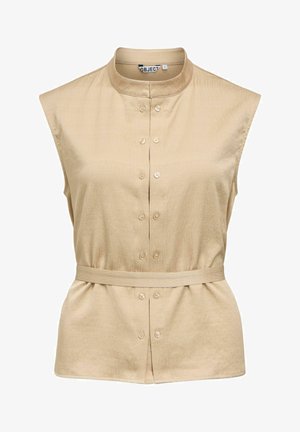 Object, WAISTCOAT MANDARIN COLLAR - Strukirani kaput - humus