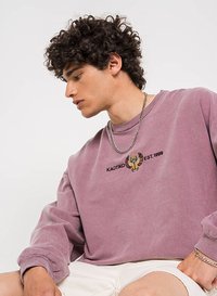 Kaotiko CREW WASHED BEETLE - Sweatshirt - bordeaux