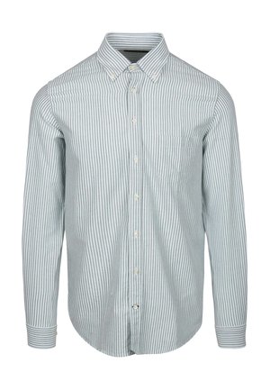 Gestreepte button-up shirt in blauw en wit. Voorzien van lange mouwen, kraag en een enkele borstzak. Gemaakt van katoen met een gladde textuur.