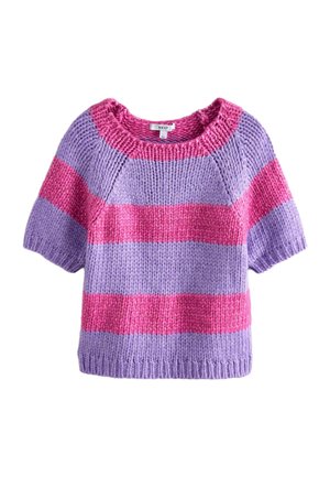 Next TALL FIT STRIPED CHUNKY SHORT SLEEVE - Triko s potiskem - pink purple stripe
