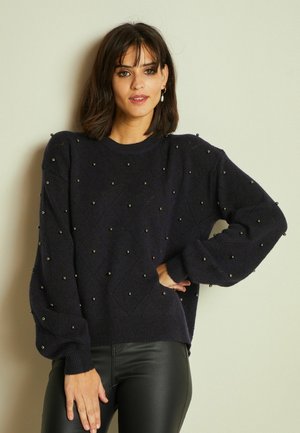 PEARL EMBELLISHED  - Strickpullover - navy blue