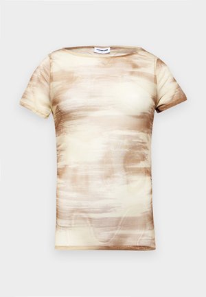 Noisy May NMLESLEY RUCHING - T-shirt imprimé - beige