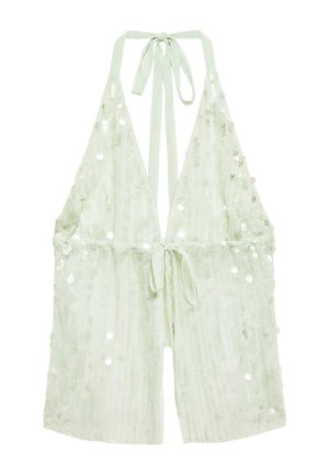 PULL&BEAR, SEQUINNED HALTER - TOP - Débardeur - turquoise