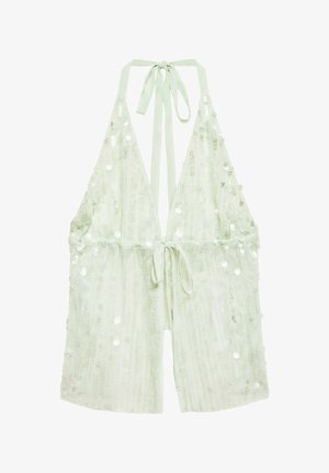 PULL&BEAR, SEQUINNED HALTER - TOP - Débardeur - turquoise