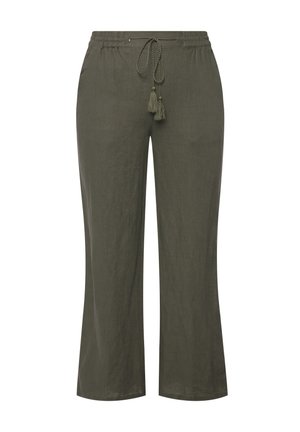 Ulla Popken LEINENHOSE MARY ELASTIKBUND - Trousers - vert loden