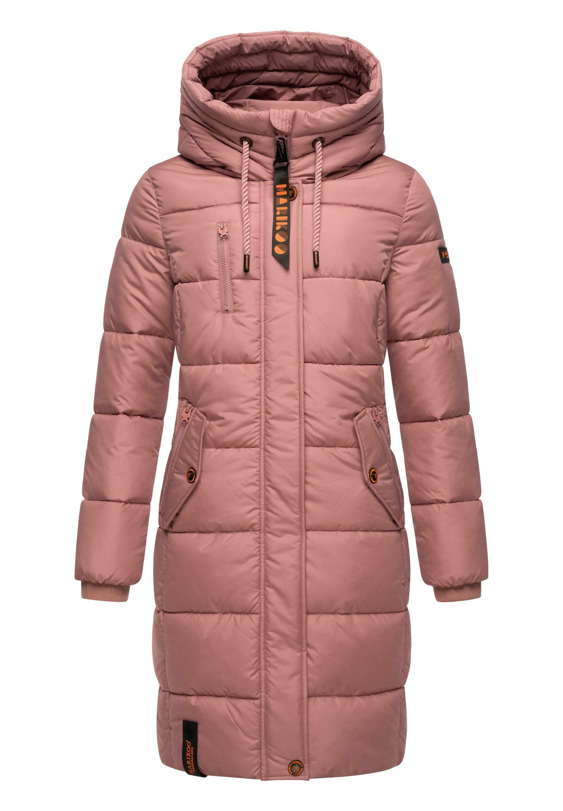 MARIKOO Damen Wintermantel Mit Kapuze & Abnehmbarem Kunstfell-Kragen - Warmer Steppmantel In Größen XS-6XL