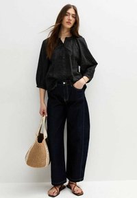 New Look - BRODERIE ANGLAISE BALLOON SLEEVE - Blouse - black Thumbnail Image 1