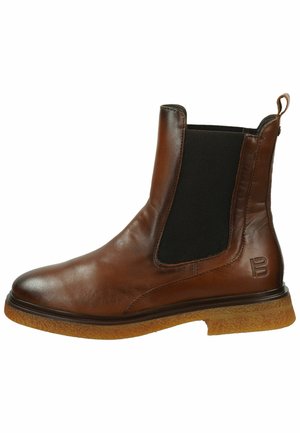 Enkellaarsjes met plateauzool - cognac   dark brown