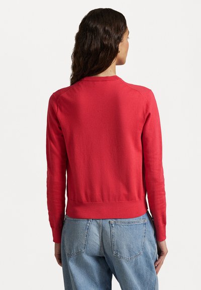 Polo Ralph Lauren PIMA COTTON LONG SLEEVE CARDIGAN - Gilet - sunset red
