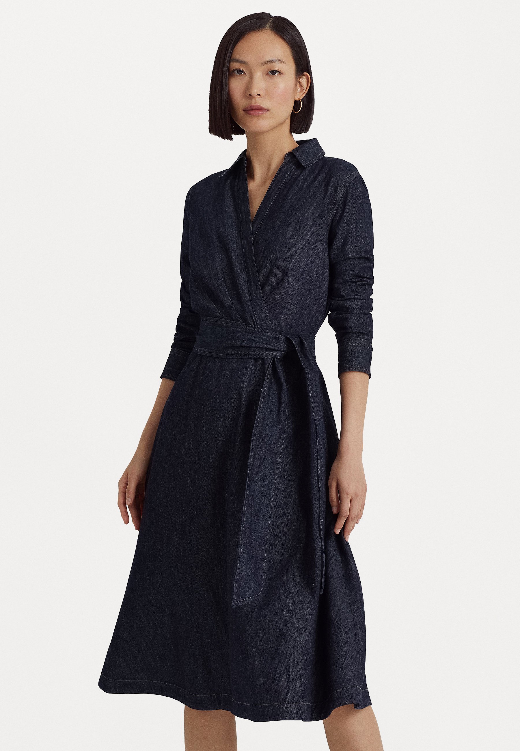 Lauren Ralph Lauren Petite DENIM LONG SLEEVE MIDI DRESS - Denim dress -  dark rinse wash/blue denim - Zalando