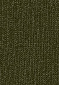 Dunkelgrüner Stoff mit vertikalem Rippstrickmuster, das eine detaillierte gewebte Textur und Stiche zeigt.