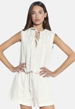PLEATED SLEEVELESS TIE FRONT - Camicetta - white