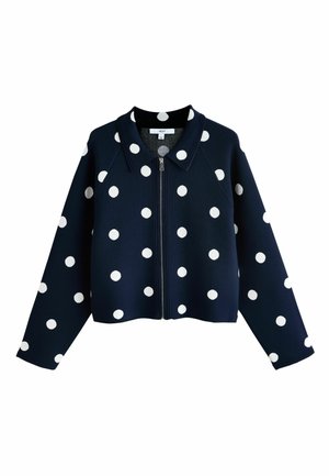 REGULAR FIT SMART COLLAR ZIP UP  - Cardigan - navy polka dots